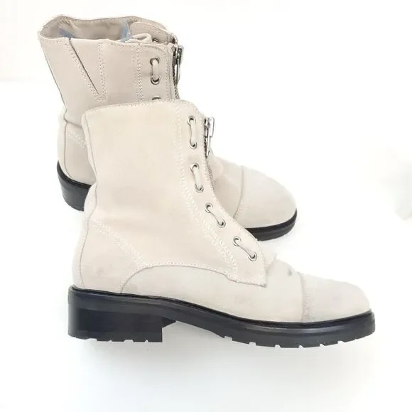 All Saints Ariel Boots Zip Up Suede Leather Combat Boots NWOB